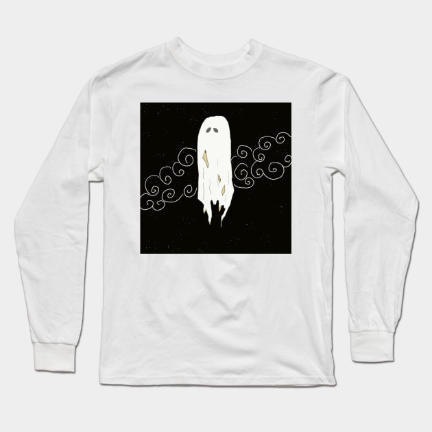 vintage inspired tattered ghost Long Sleeve T-Shirt by LisaCasineau